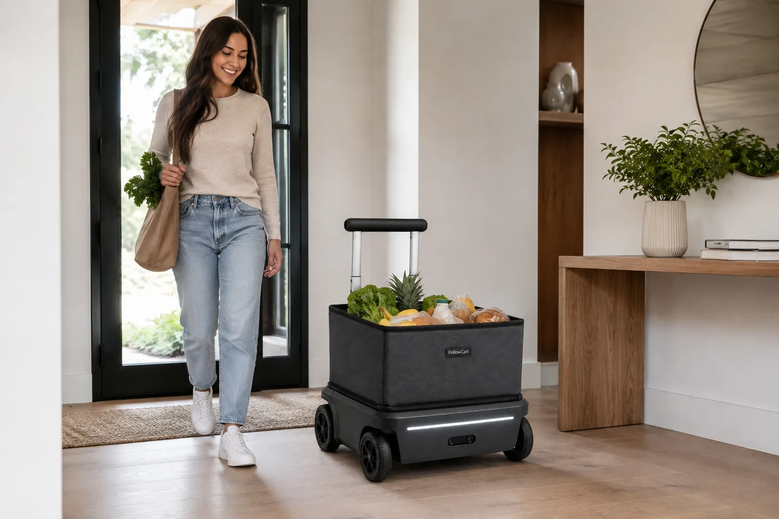 FollowCart lleva las compras hasta la entrada de una vivienda.
